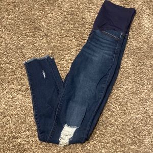Pink Blush distressed skinny maternity jeans